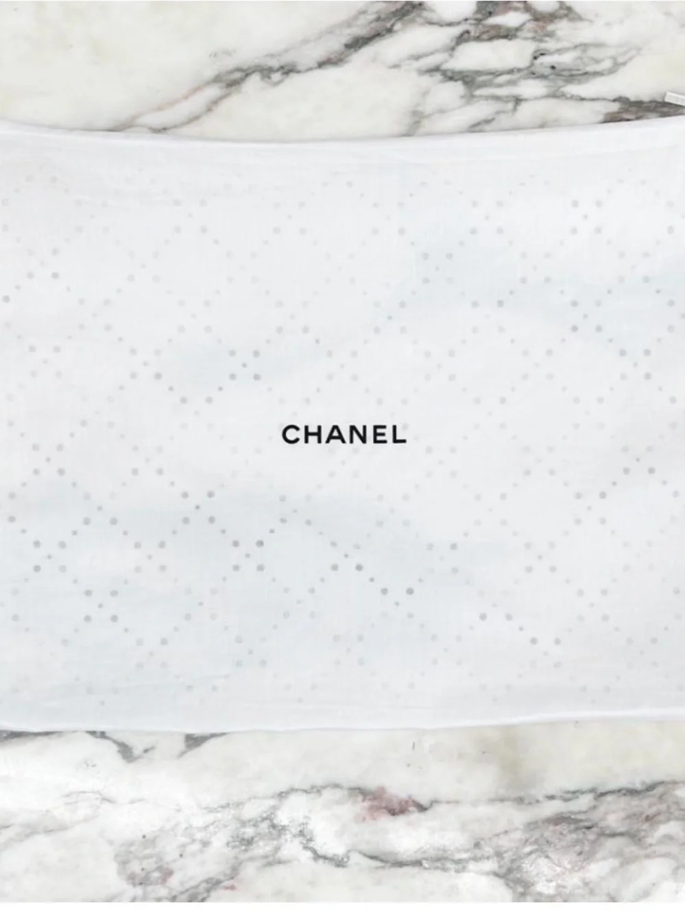 CHANEL White Quilted Dot Logo Dustbag zipped